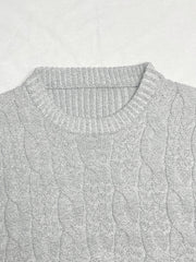 Solid Cable Sweater Men's Warm Crew Neck Pullover For Fall Winter