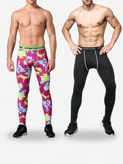 2 Pcs Men's Sports Leggings Quick Dry Compression Pants