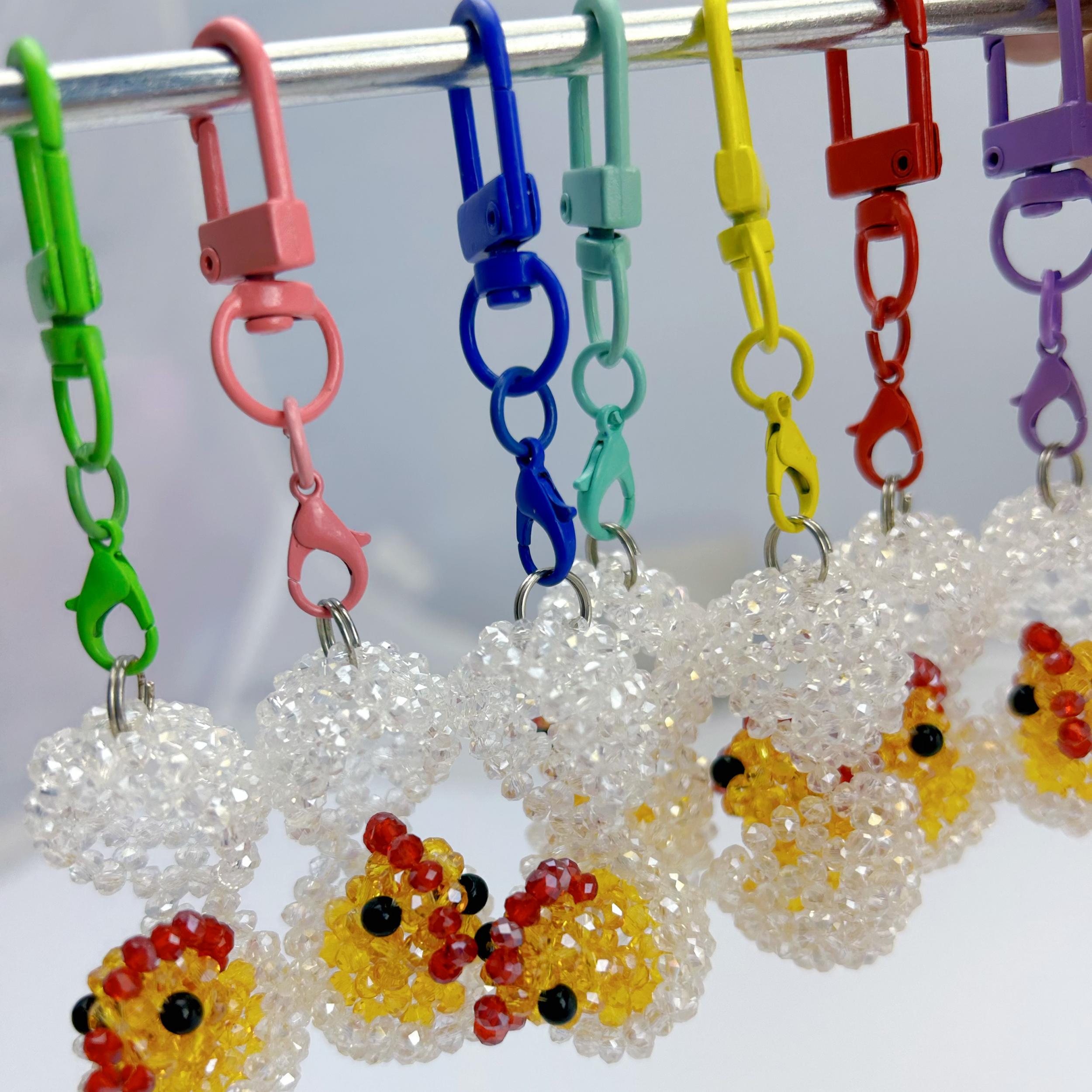 Crystal Keychain Egg Shell Hand Woven Pendant Cartoon Key Rings
