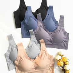 5pcs Seamless Wireless Bras Comfy & Breathable Push Up Bra Women's Lingerie