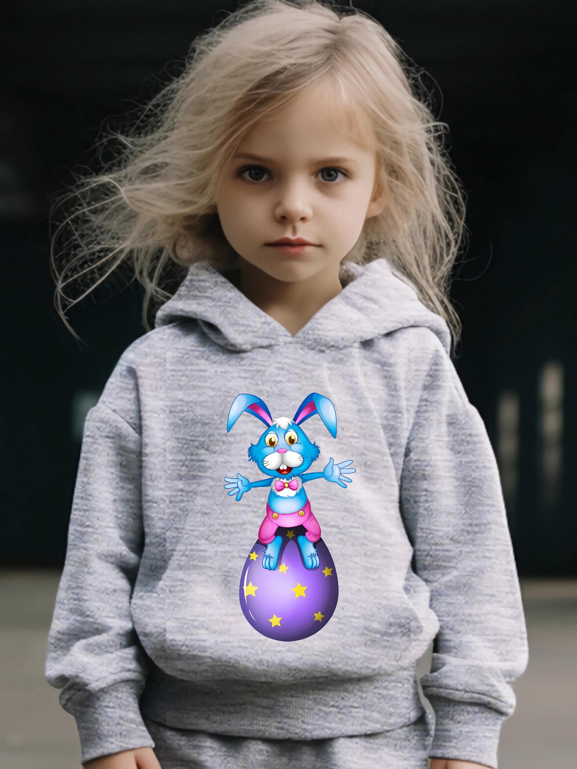 Girls 2pcs Cartoon Rabbit Hooded Sweatshirt & Sweatpants Set