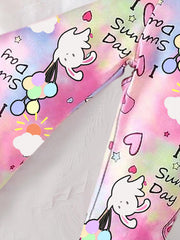 Rabbit Print Long Sleeve Sweatshirt Pants Set for Baby Girls