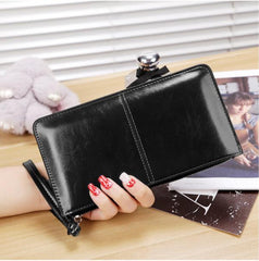 Women's Oil Wax Skin Long Wallet Large Capacity Clutch