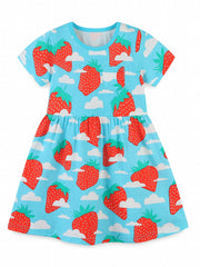 Girls Strawberry Graphic Short Sleeve Dress