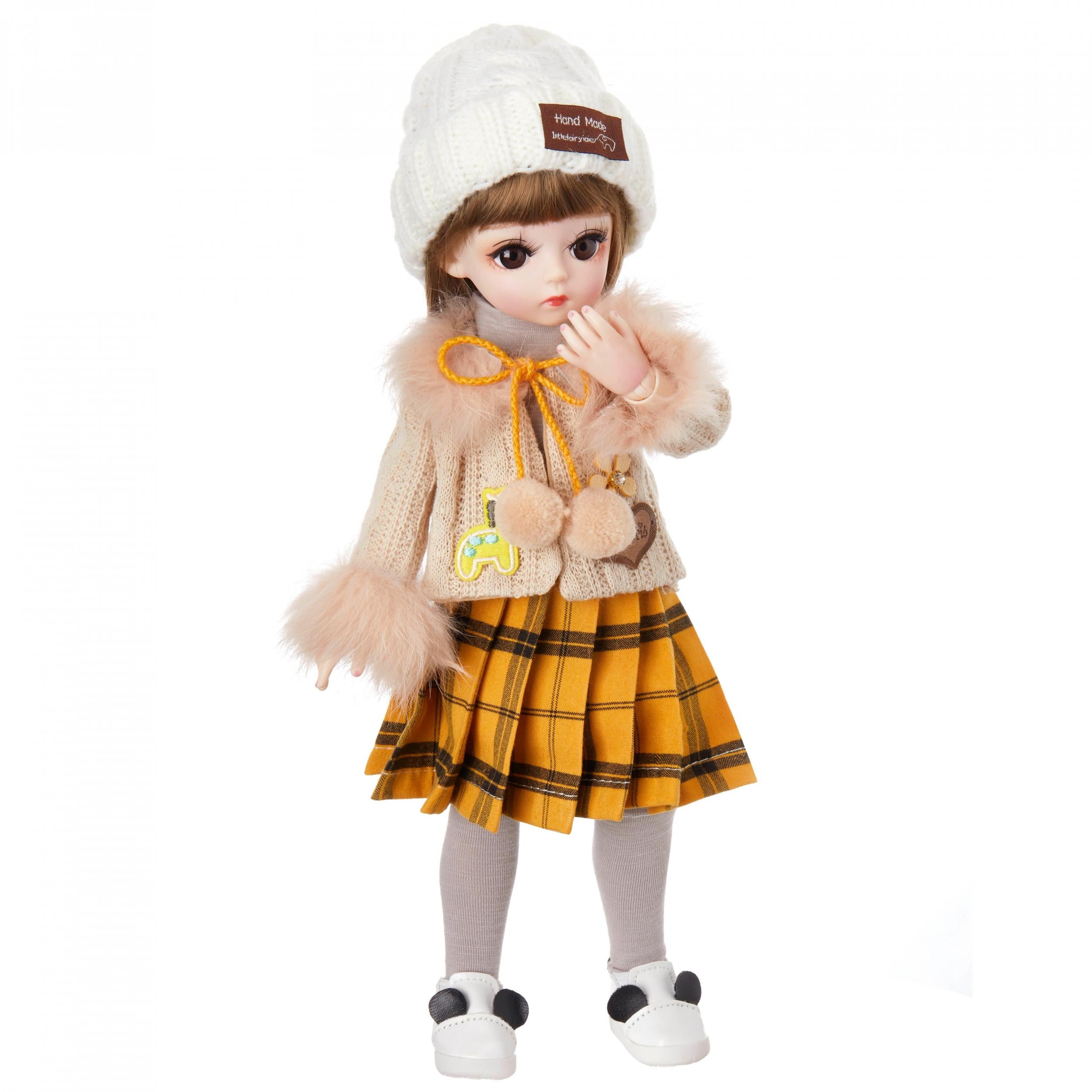 6-in Doll DIY Toy Set with Dress, 3D Eyes, Shoes, Wig, Makeup - Girl's Birthday