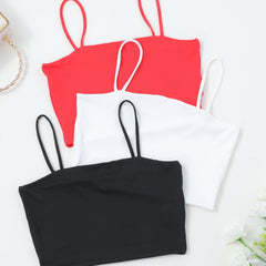 3pcs Solid Crop Cami Top Set for Women