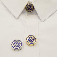 Golden Tone Checkered Button Covers for Men & Women