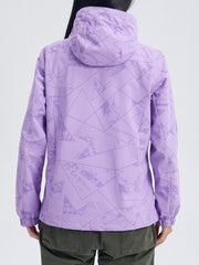 Women's Geometric Pattern Windproof Jacket for Hiking