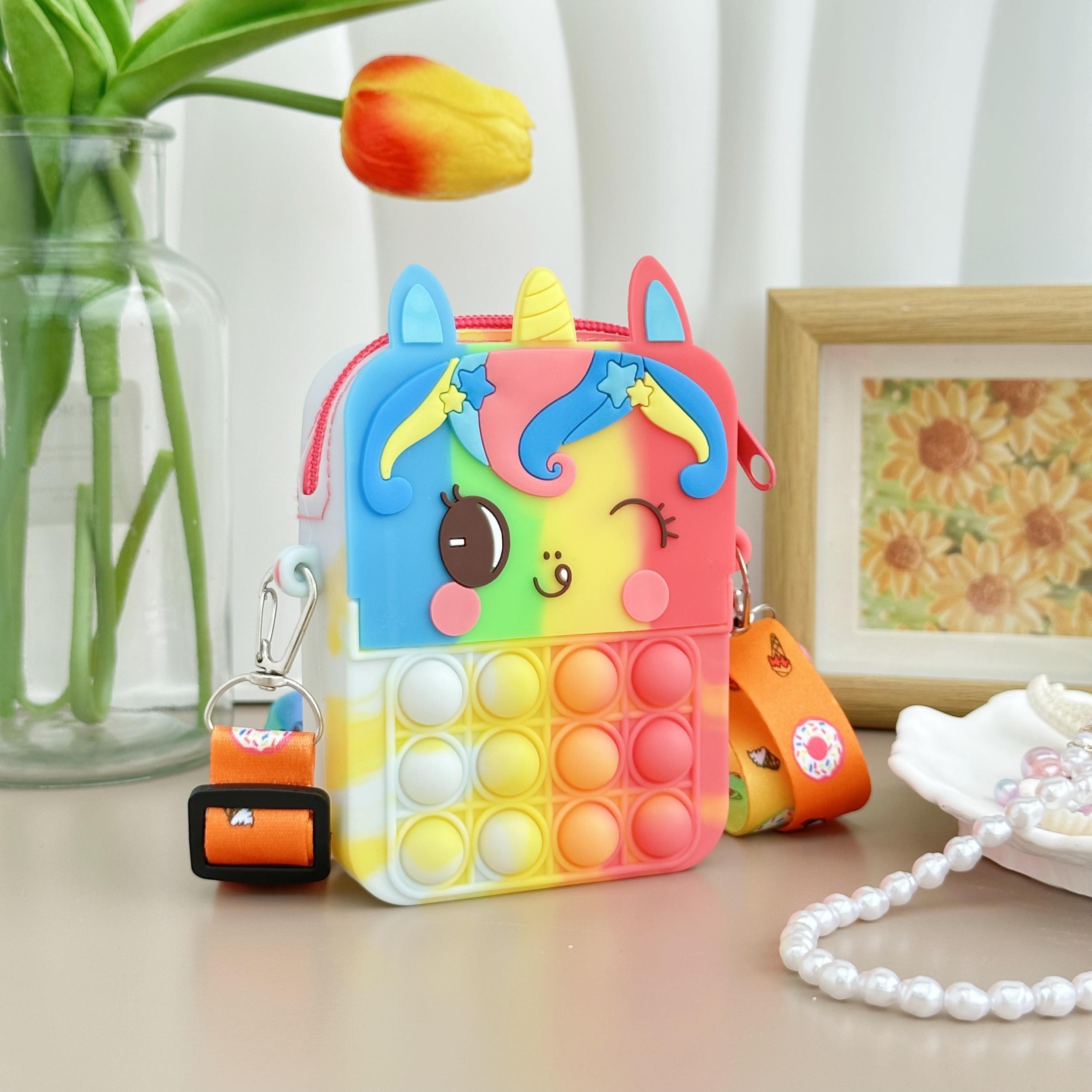 Girls Unicorn Crossbody Bag With Pop Toy For Kids