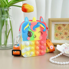 Girls Unicorn Crossbody Bag With Pop Toy For Kids