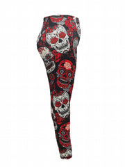 Halloween Skull Print High Stretch Leggings