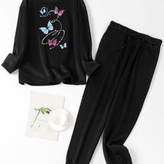 Butterfly Print Fleece Lounge Set