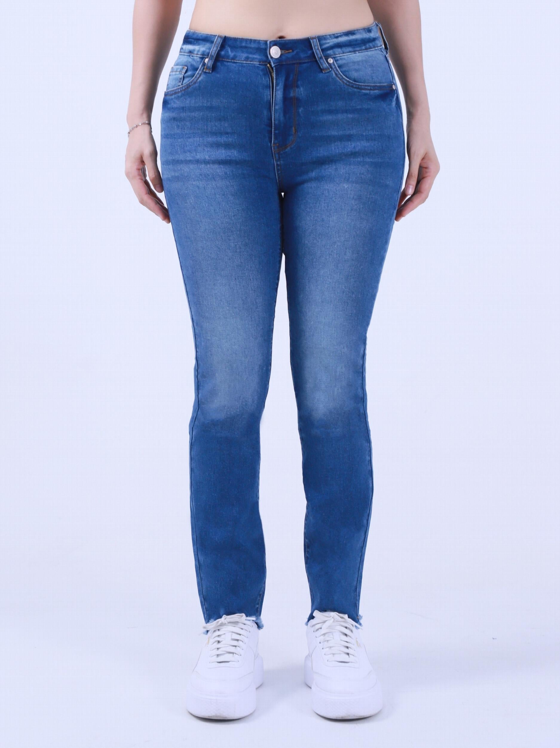 High Stretch Fringe Trim Skinny Jeans