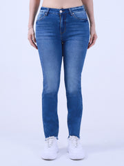 High Stretch Fringe Trim Skinny Jeans