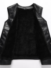 V Neck Smart PU Vest Men's Casual Solid Single Breasted Faux Leather Waistcoat