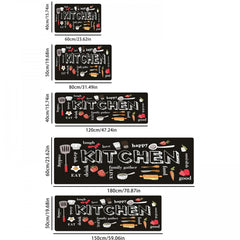 Kitchen Floor Mat Kitchenware And Food Pattern Rug Modern Kitchen Rug
