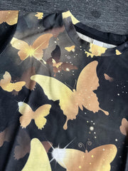 Golden Butterfly Graphic T shirt Girls 3D Digital Print Short Sleeve Tee Summer