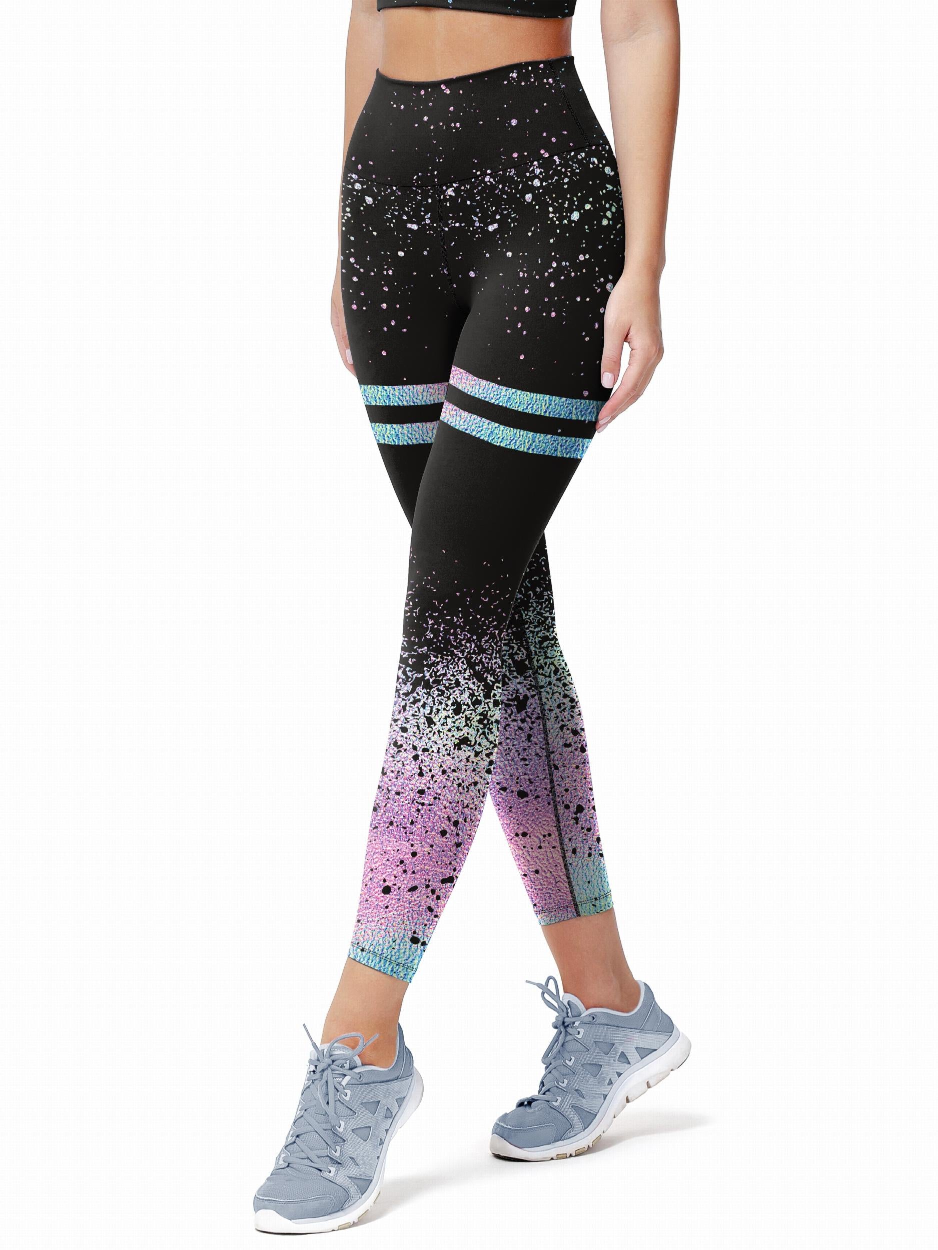Sparkly Print Fitness Yoga Pants Slim Fit Leggings Women