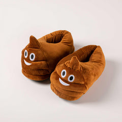 Funny Poop Novelty Plush Slippers, Warm & Cozy Home Shoes