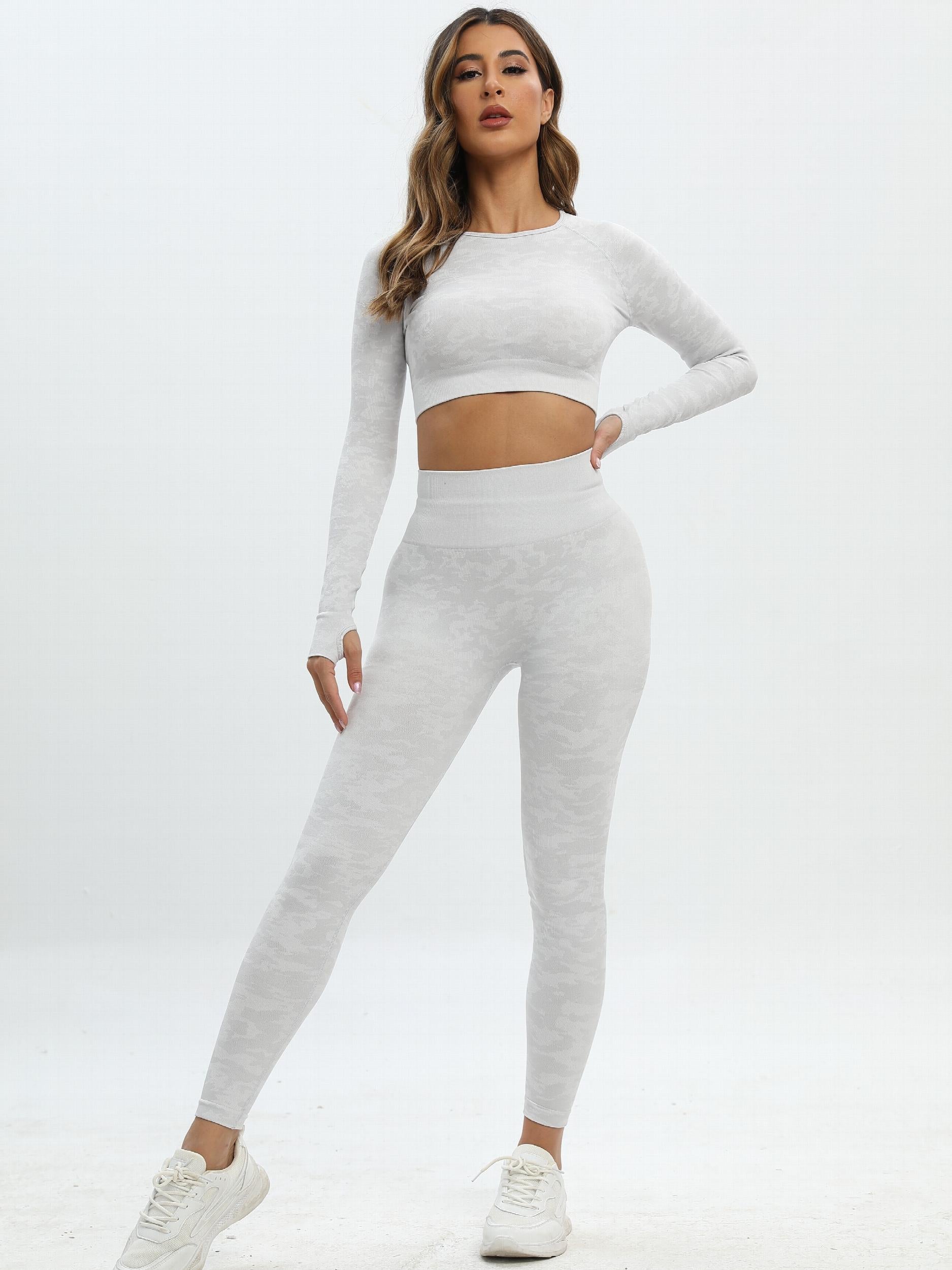 Women's Camo Print Yoga Set Crop Top & Butt Lifting Leggings