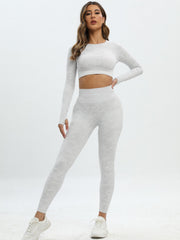 Women's Camo Print Yoga Set Crop Top & Butt Lifting Leggings