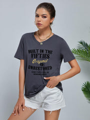 Fifties Print V Neck T-Shirt Sports Fitness Top
