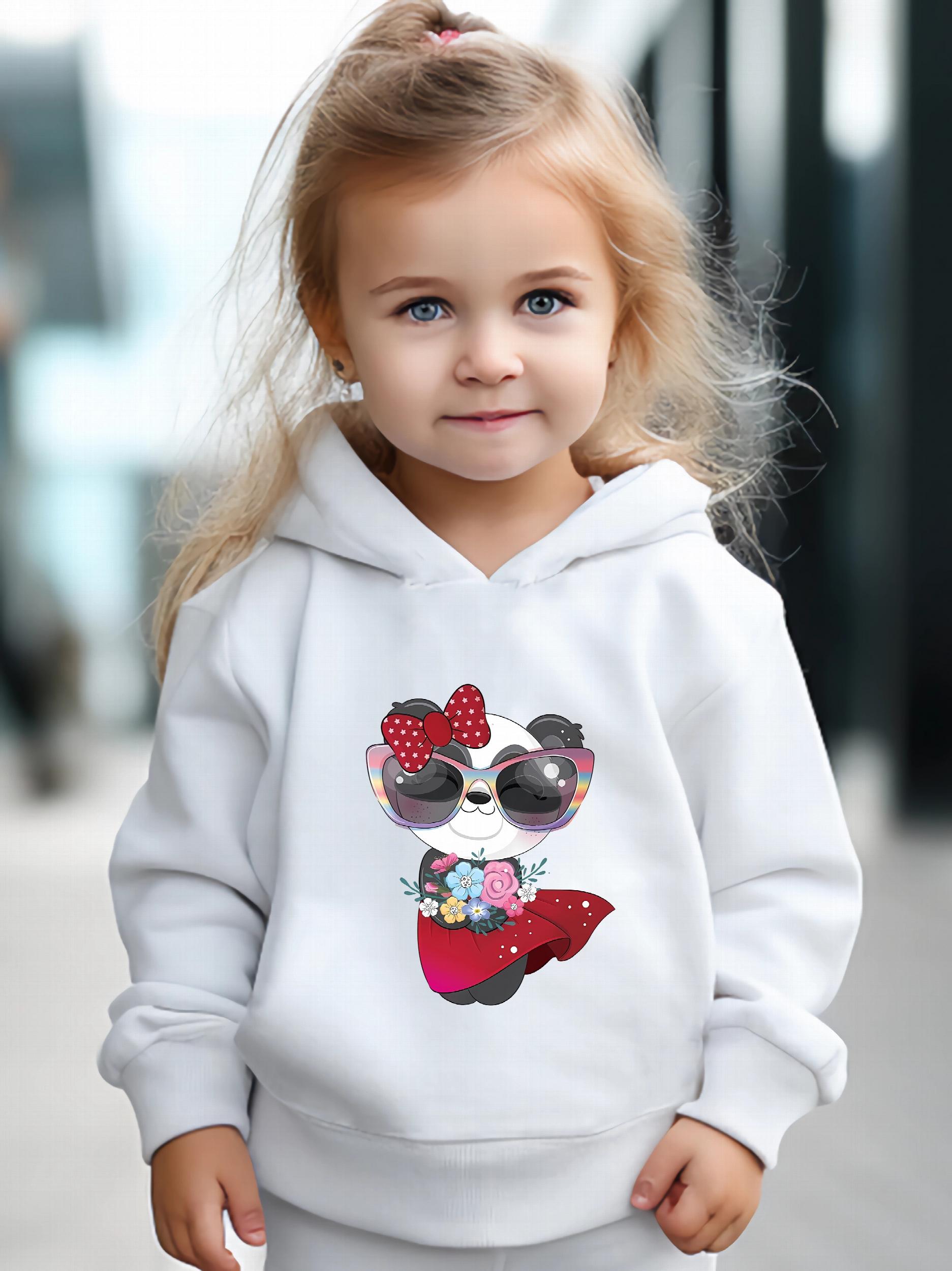 Happy Bowknot Panda Print Hoodie & Pants Set for Girls