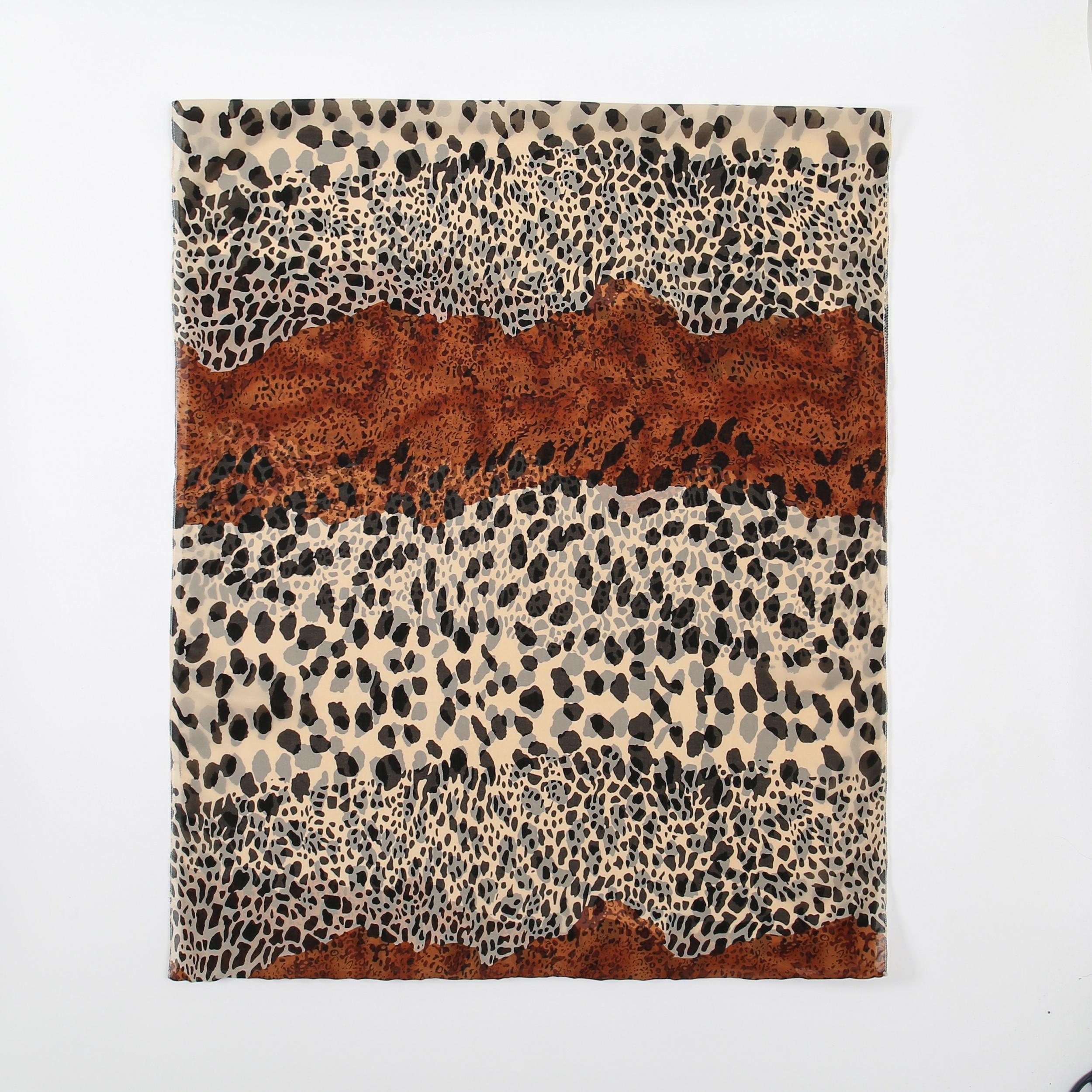 Leopard Block Scarf Women Warm Neckerchief Stylish Vintage Chiffon