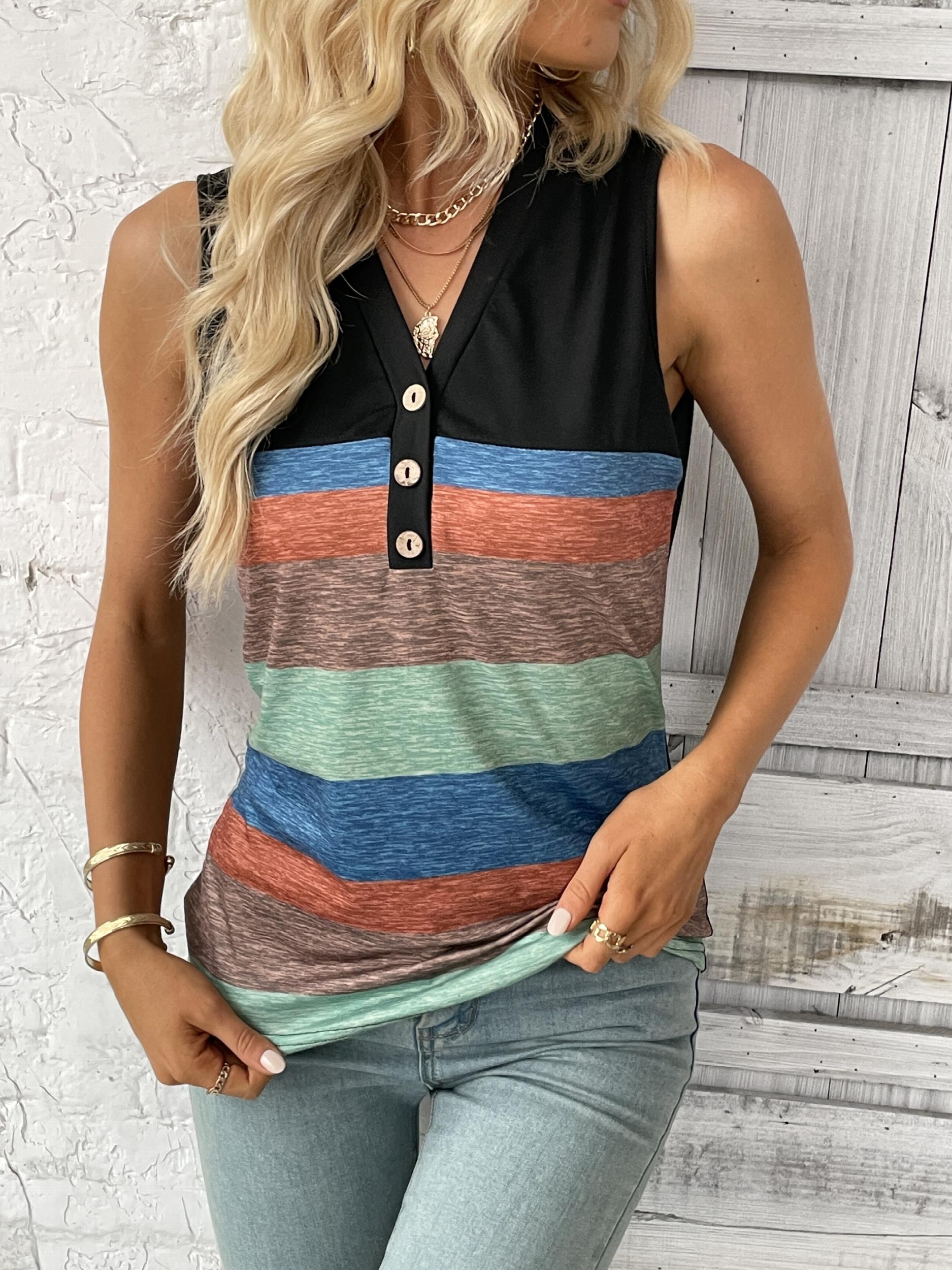 V-neck Tank Top for Summer Women's Clothing