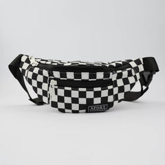 Unisex Checkerboard Zipper Fanny Pack Bag Sling Bag