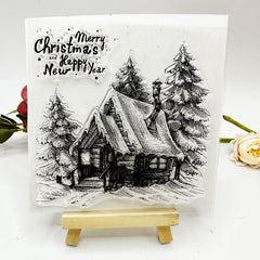 Christmas House Transparent Stamp for Card Making Decor