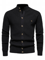 Men's Knitted Cardigan Mock Neck Sweater