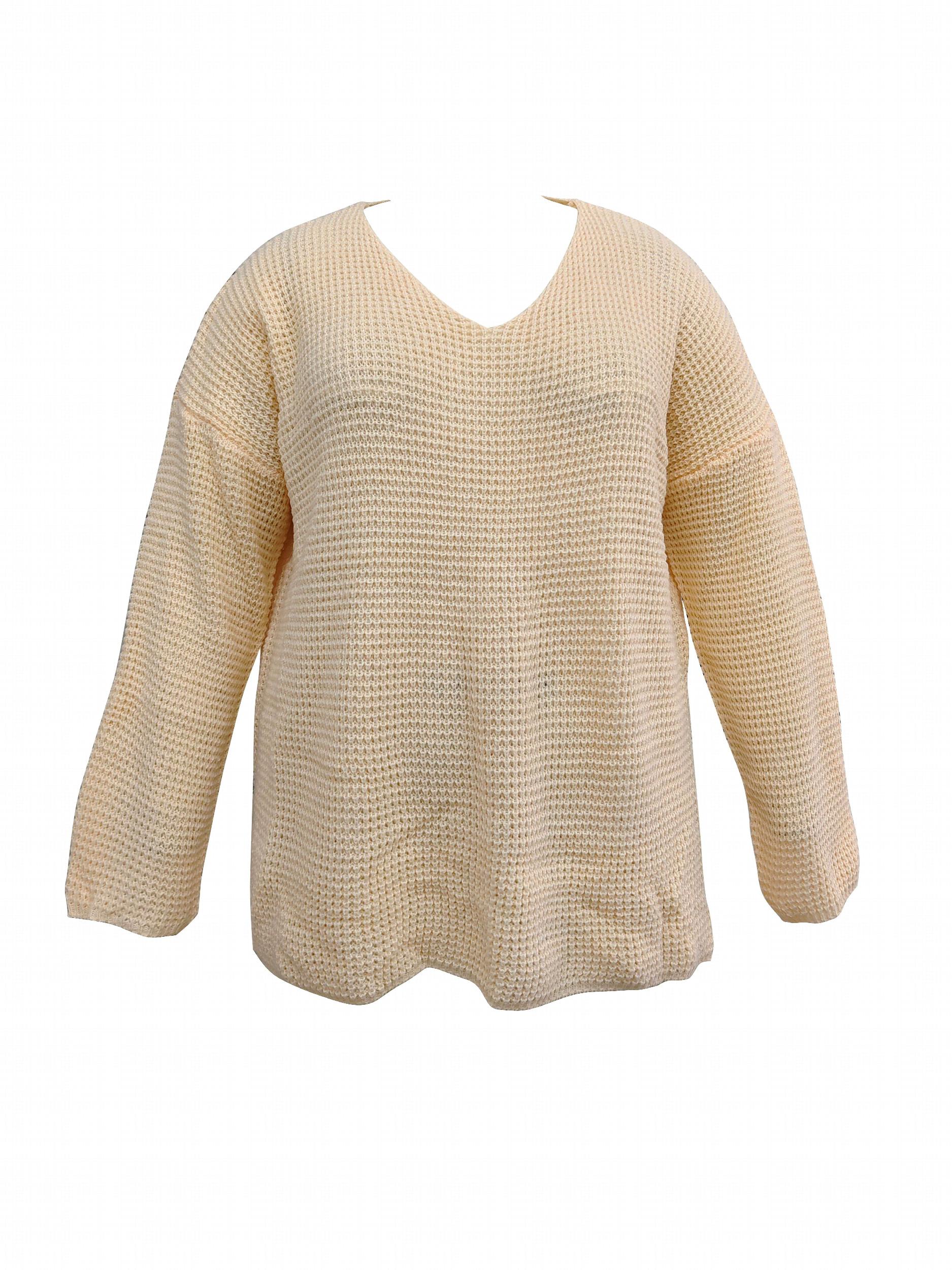 Casual Sweater Women's Solid V Neck High Stretch Loose Fit