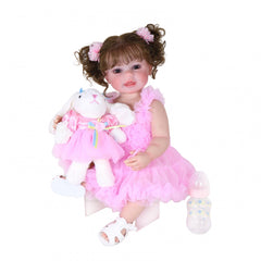 22 Inch Reborn Doll with Rooted Hair and Bunny
