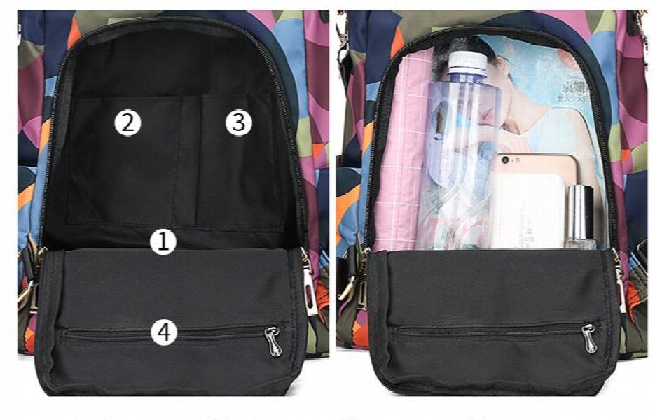 Camouflage Graffiti Waterproof Oxford Women Backpack