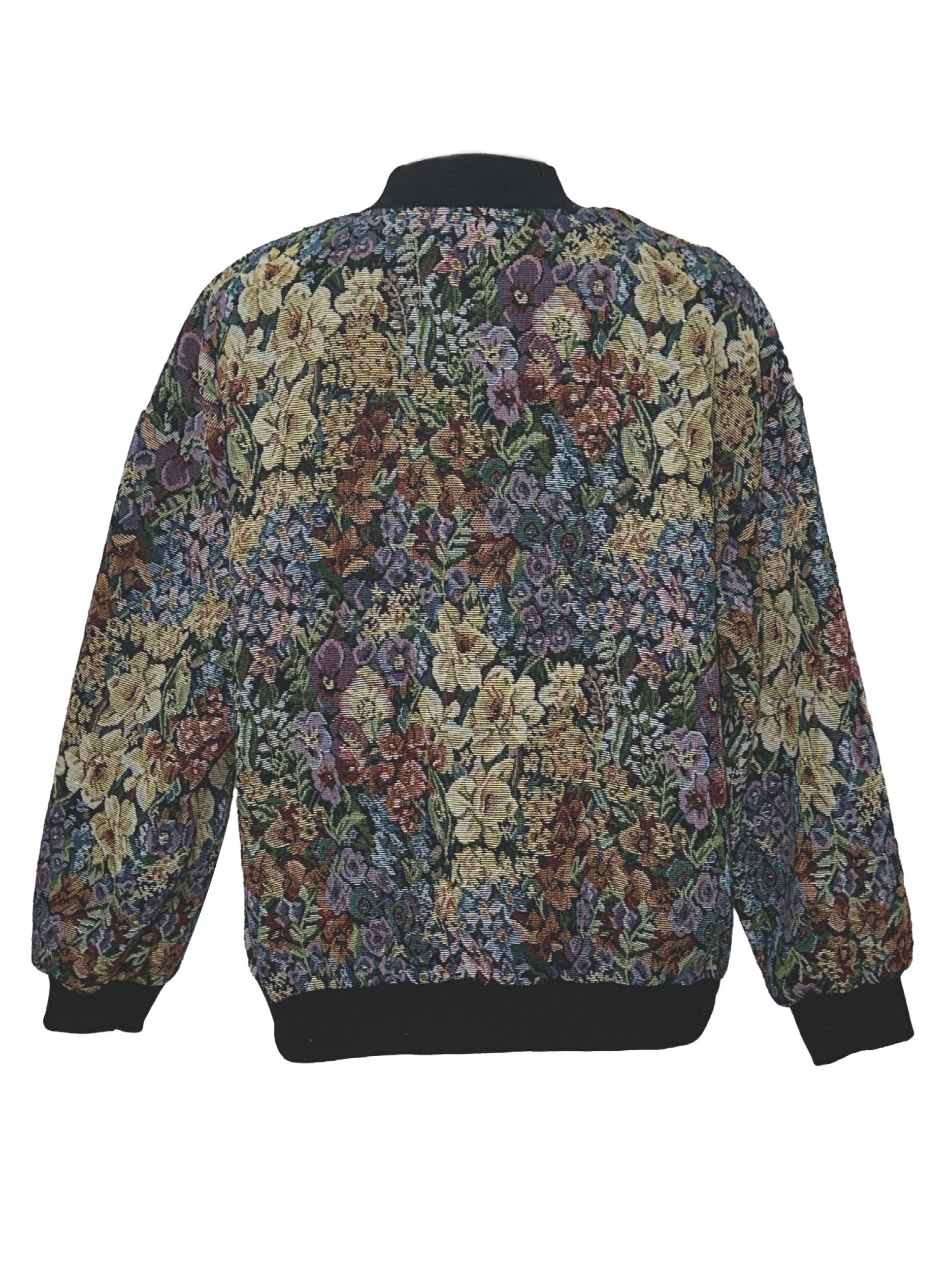 Vintage Baseball Neck Floral Print Jacket Women's Outerwear