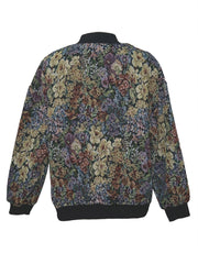 Vintage Baseball Neck Floral Print Jacket Women's Outerwear