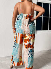 Boho Jumpsuit Women's Plus Colorblock Floral Print