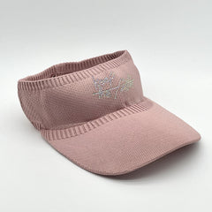 Pink Rhinestone Knitted Visor Hat UV Protection Lightweight Baseball Cap