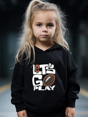 Rugby Pattern Long Sleeve Hooded Sweatshirt for Girls