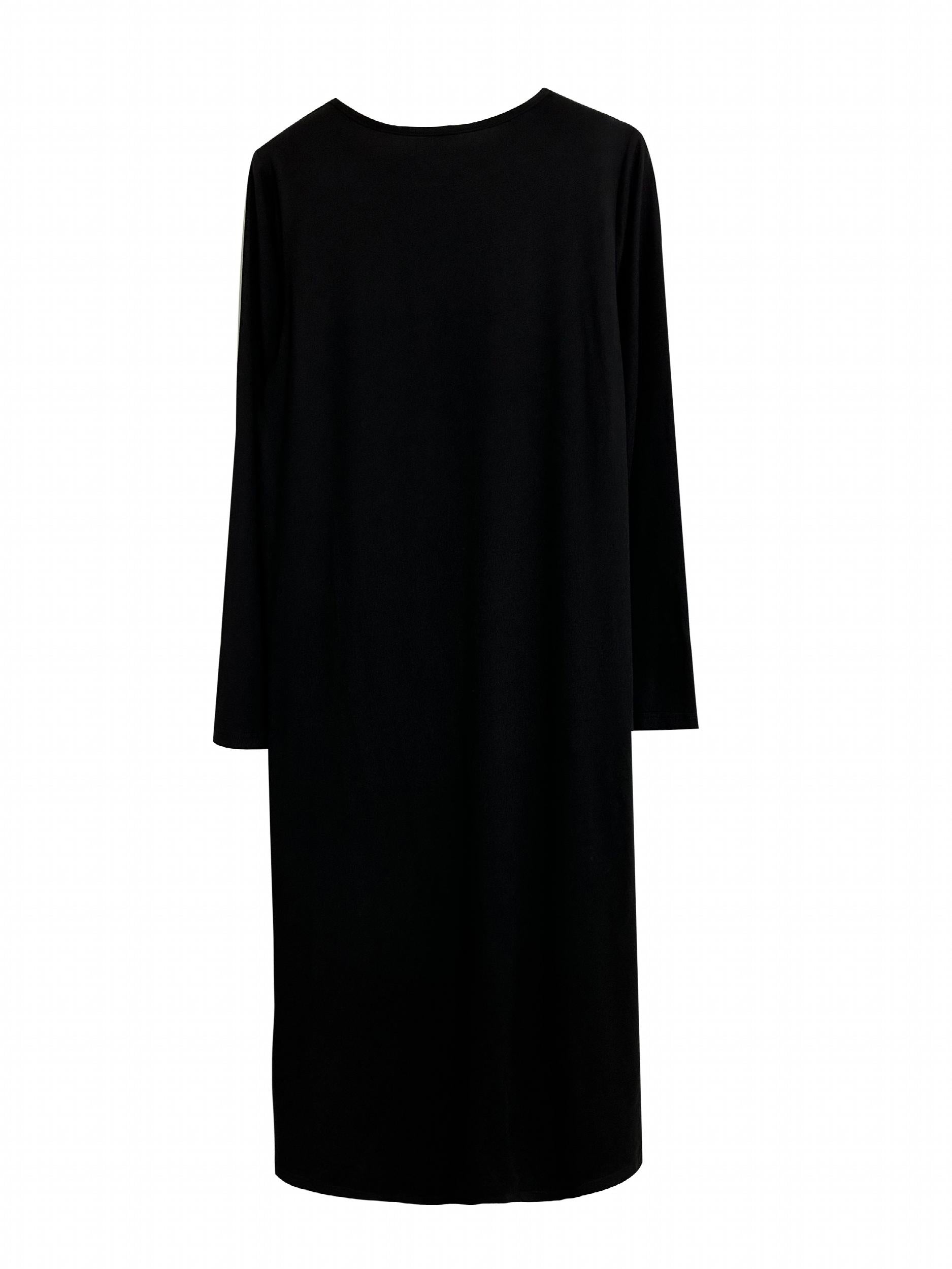 Leopard Side Split Lounge Dress Long Sleeve Home Dress With Pockets