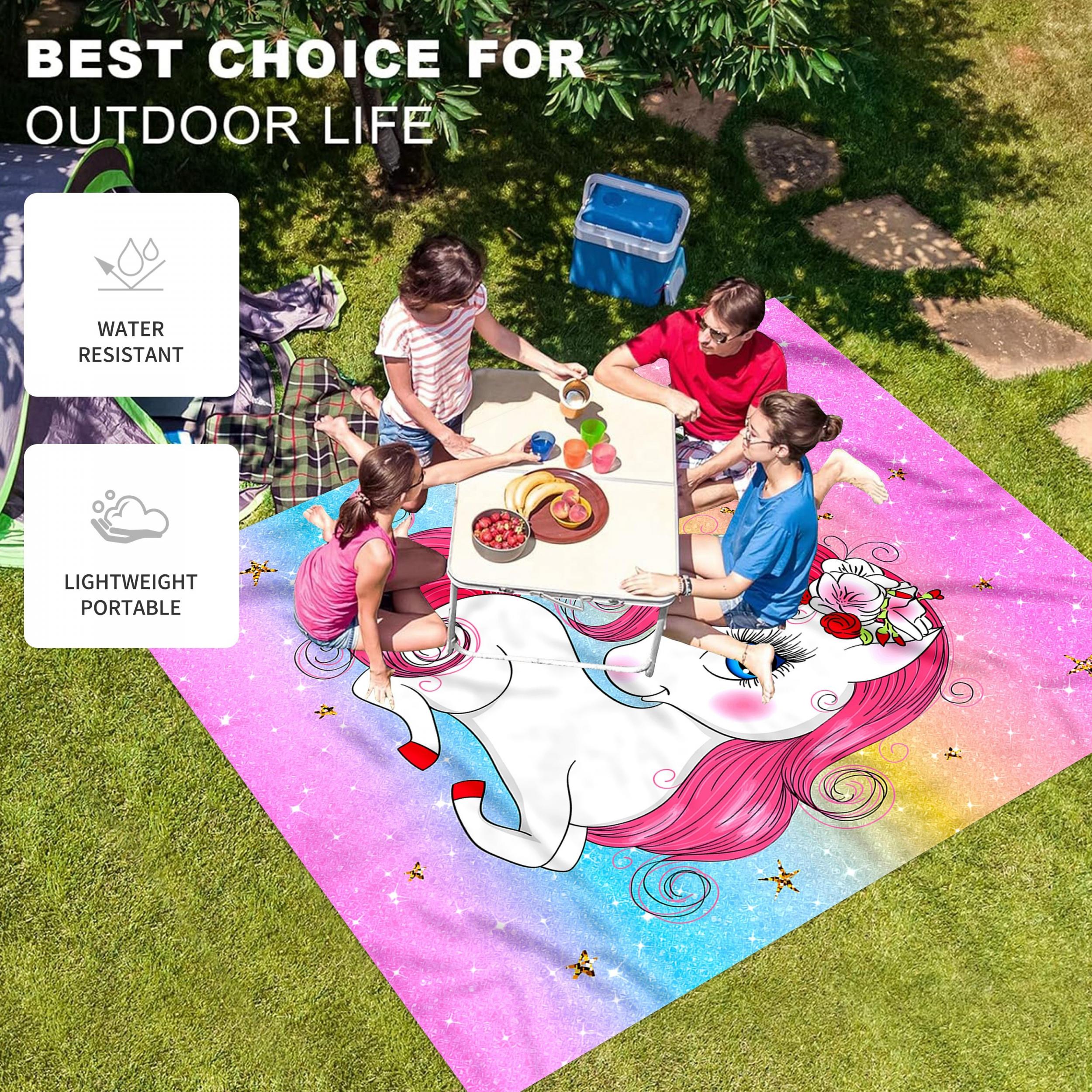 Cartoon Animal Print Picnic Mat Lightweight Waterproof Sandproof