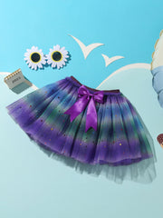 Sequin Stars Bow Front Mesh Tutu Skirt for Girls