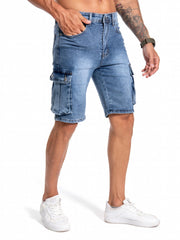 Distressed Denim Shorts Men's Casual Street Style Stretch Denim Shorts