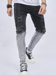 Mens Gradient Slim Fit Ripped Jeans