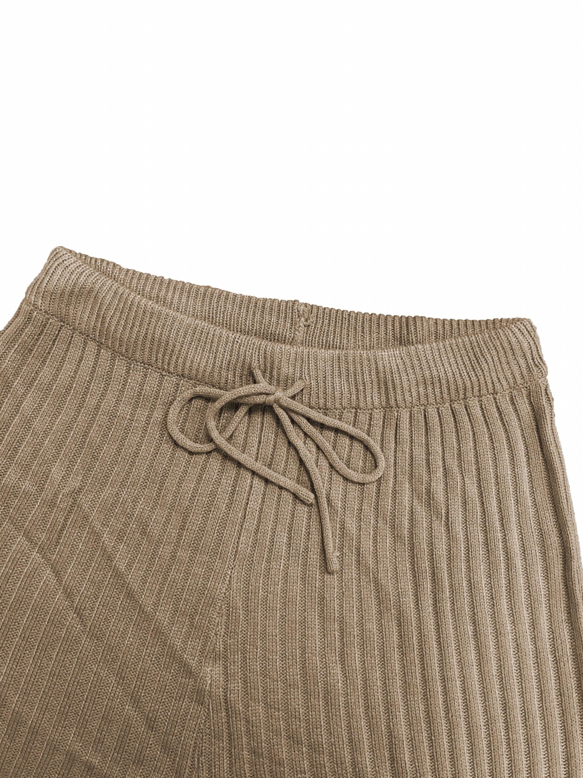 Ribbed Knit Hooded Sweater & Pants Set