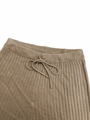 Ribbed Knit Hooded Sweater & Pants Set