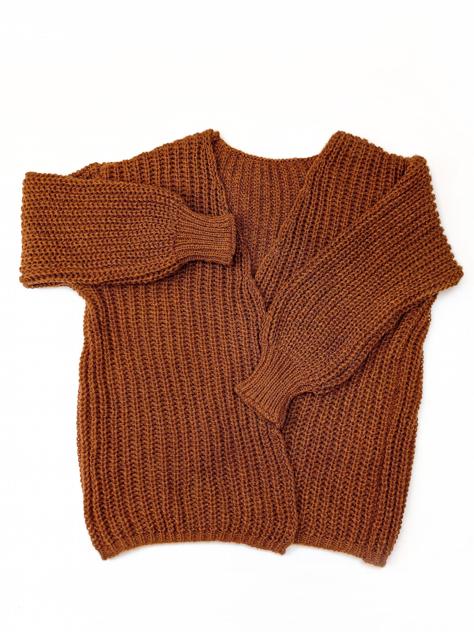 Solid Lantern Sleeve Chunky Knitted Cardigan
