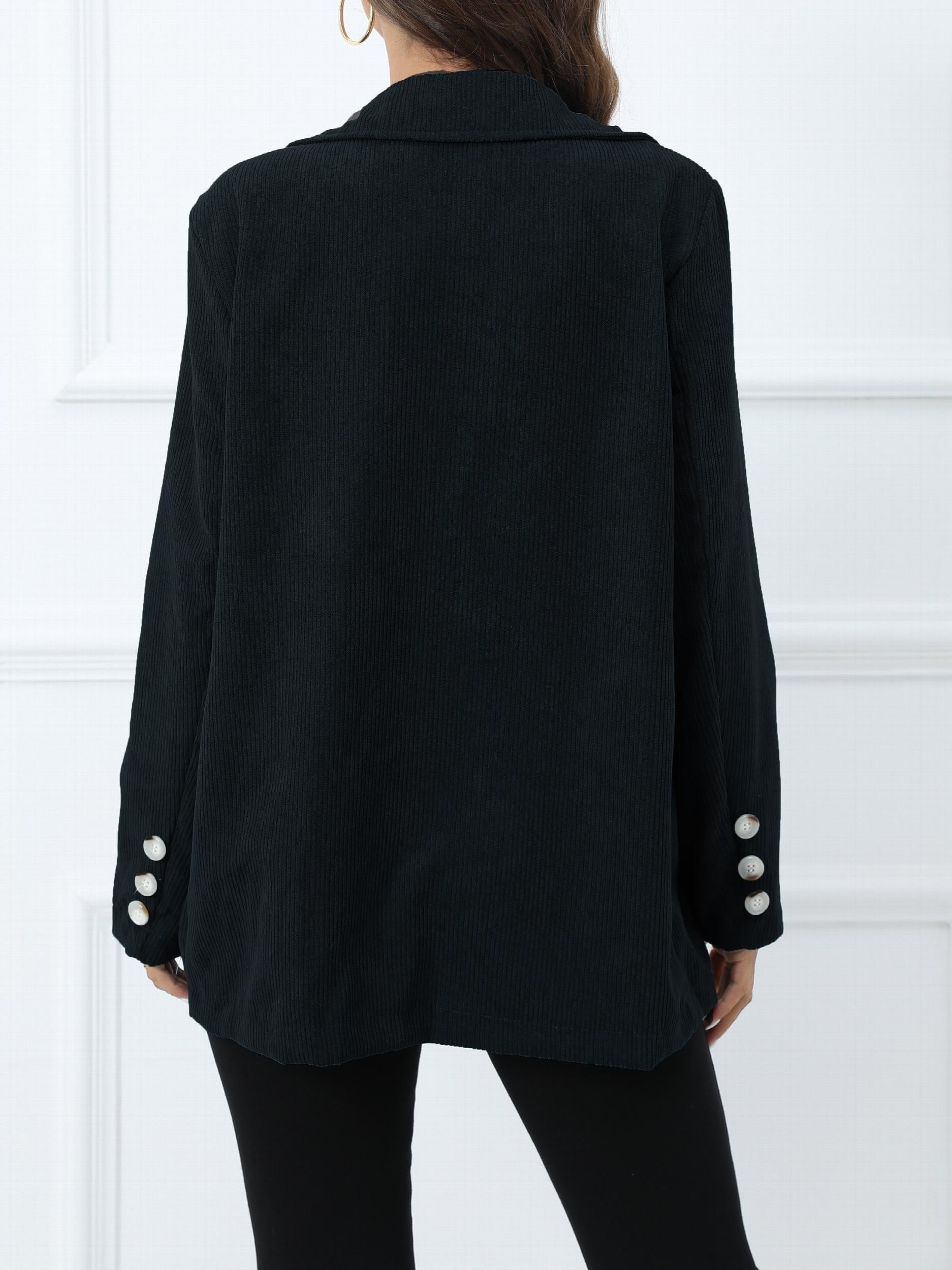 Corduroy Slim Blazer Coat Casual Solid Long Sleeve Loose Fall Winter Blazer