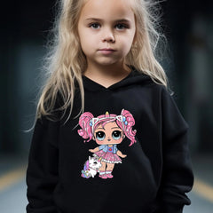 Anime Pattern Long Sleeve Hooded Sweatshirt Girls Comfy Hoodies Pullover